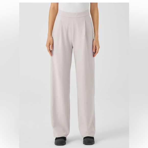 NWT EILEEN FISHER Boiled Wool Jersey Pleated Wide-Leg Pant - Picture 2 of 13